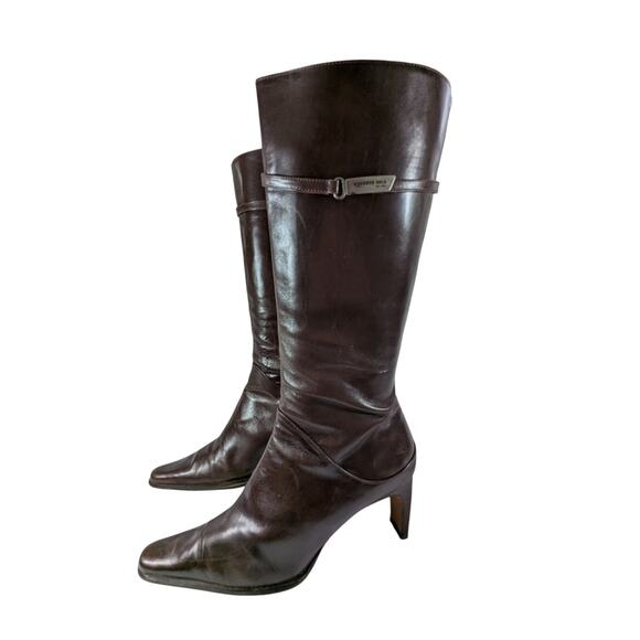 KENNETH COLE! ESPRESSO BROWN GENUINE LEATHER NIPPED POINTY TOE BOOTS! SZ 9M - Picture 7 of 13